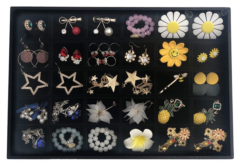 Stratalife Jewelry Organizer Drawer Tray Stackable Jewelry Organizer Removable Jewelry Storage Display Holder Case Drawer Inserts for Jewelry Rings Earring (30 Grid) - Image 1